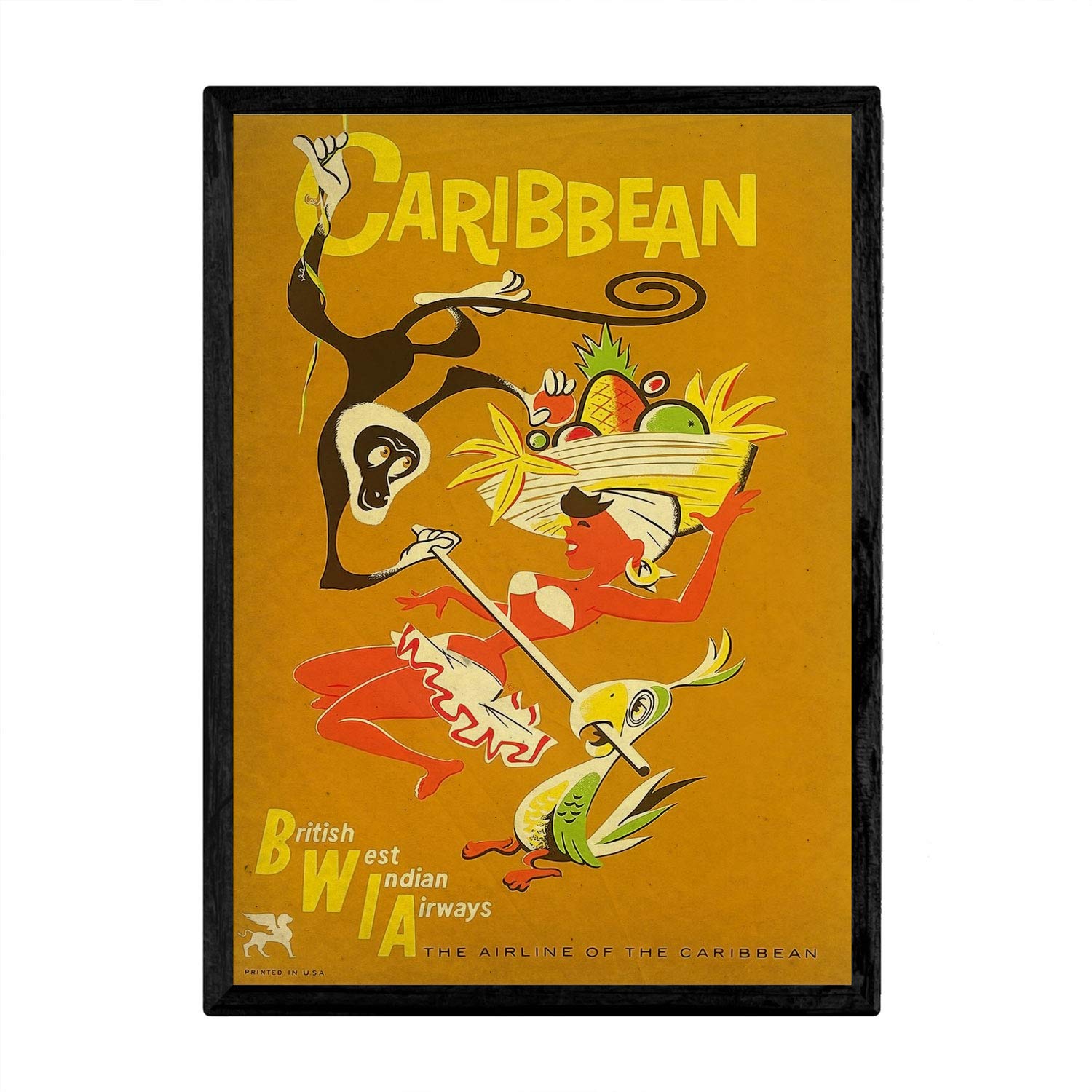 Nacnic Vintage Poster Visit the Caribbean. Sheets for interior decorating with vintage and antique advertising images. Paintings retro decor. A3 size