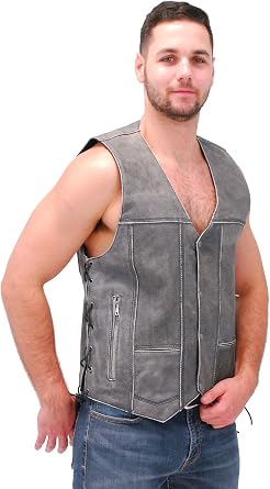 Jamin' Leather Vintage Gray Side Lace CCW Vest
