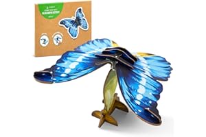 MAKEBUG STEM Projects Preschool Toys for Kids, Eco-Friendly 3D Paper Puzzles for Children, Ideal Common Blue Morpho (Ages 7+)……