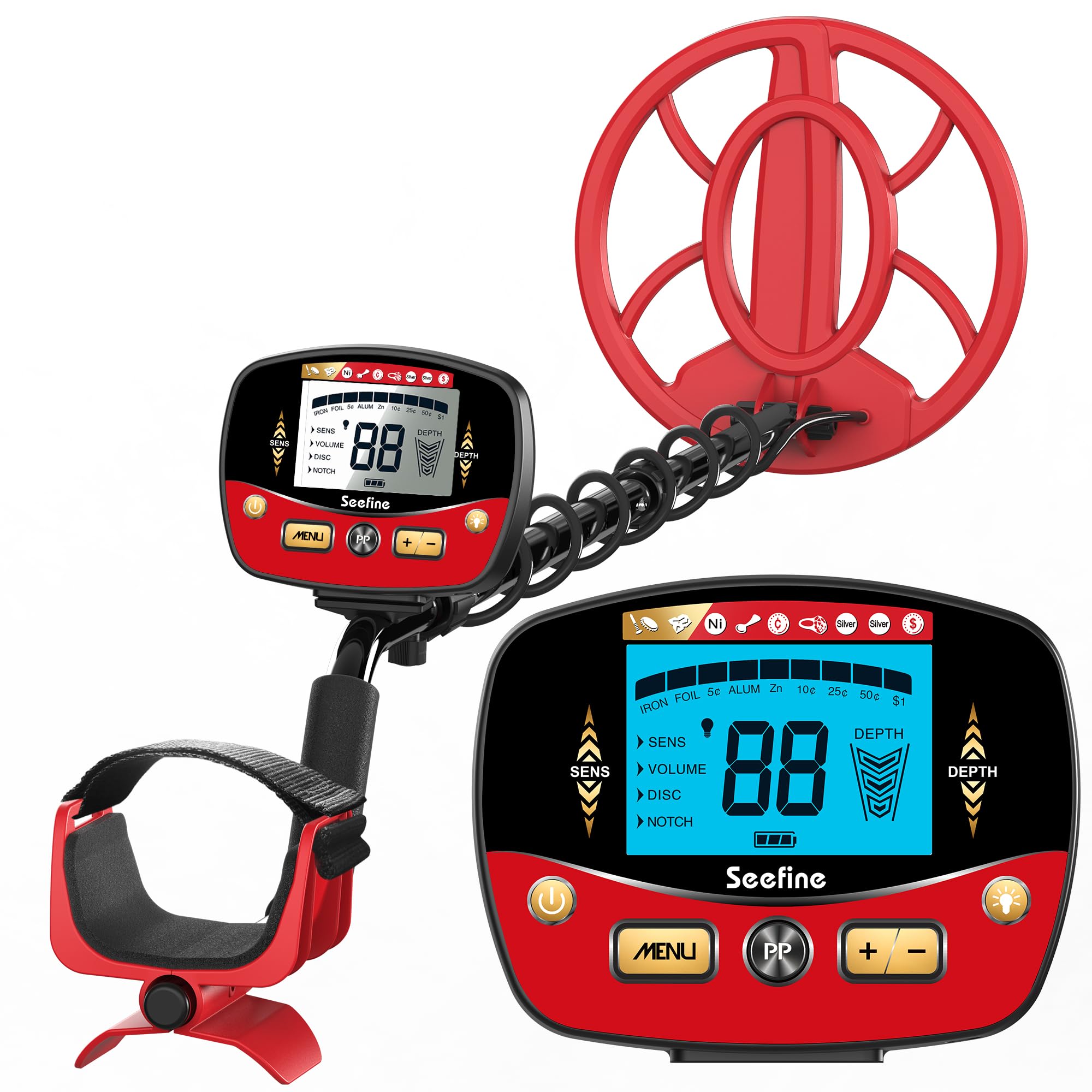 Photo 1 of Metal Detector for Adults, Professional Metal Detector with 5 Modes LCD Display 10" IP68 Waterproof Coil, Higher Accuracy and Sensitivity SEEFINE Adjustable Gold Detector