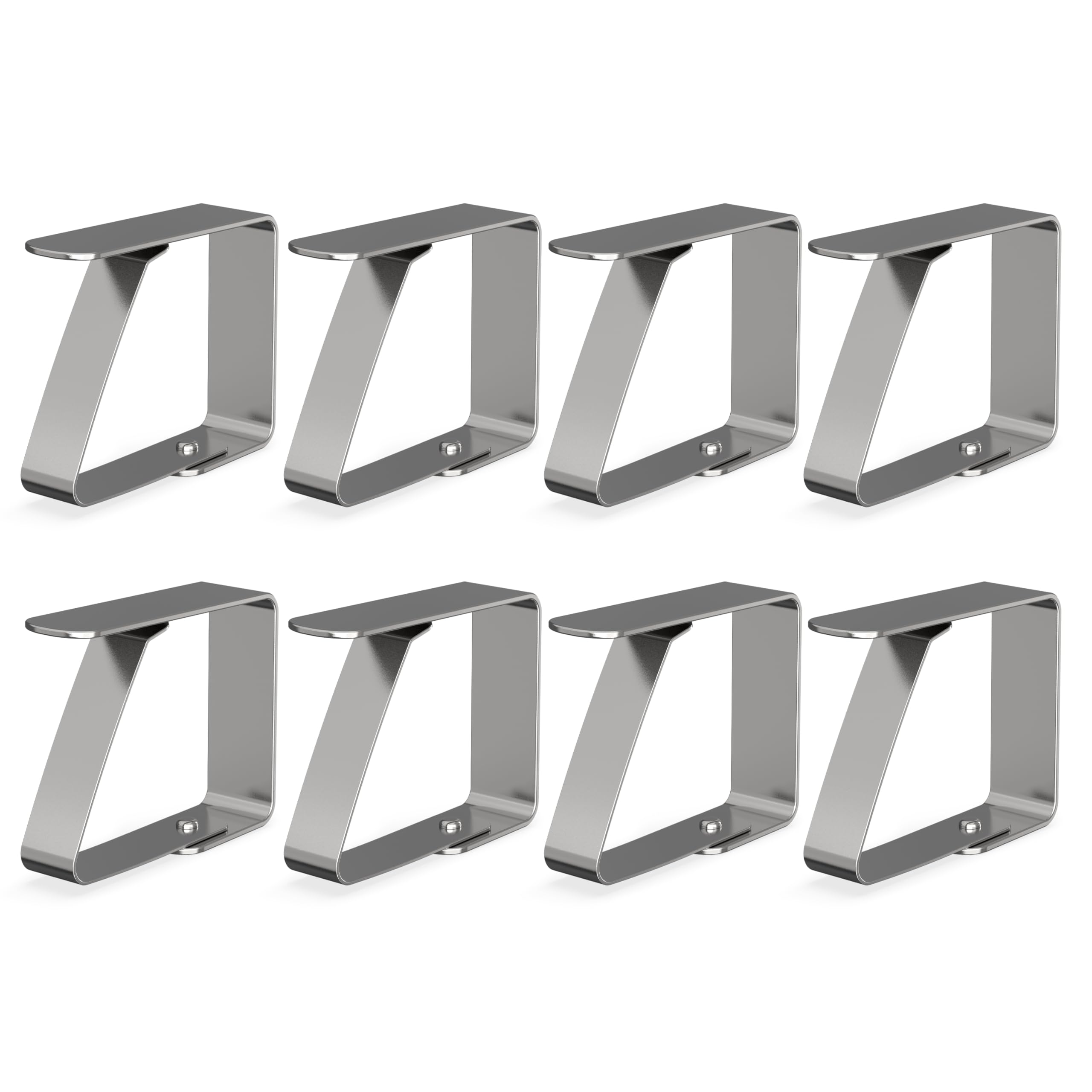 virea 8 x Tablecloth clips Silver for table thicknesses of 3 cm - - Stainless steel tablecloth clips for indoors and outdoors - - Easy-to-clean tablecloth clips - - Clips with rounded edges