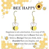 Bee Gifts for Women - Bee Drop Earrings with Encouragement Message Card, Gold Plated Dangle Jewelry Bumblebee Gifts for Best Friend Sister Daughter Granddaughter Christmas Birthday