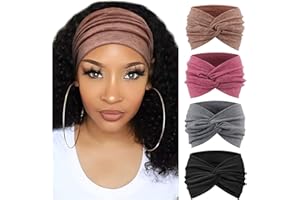 AQOKKA Extra Wide Headbands for Women Large Turban Headband Non Slip Boho Elastic Hairband Hair Twisted Knot Head Bands Accessories