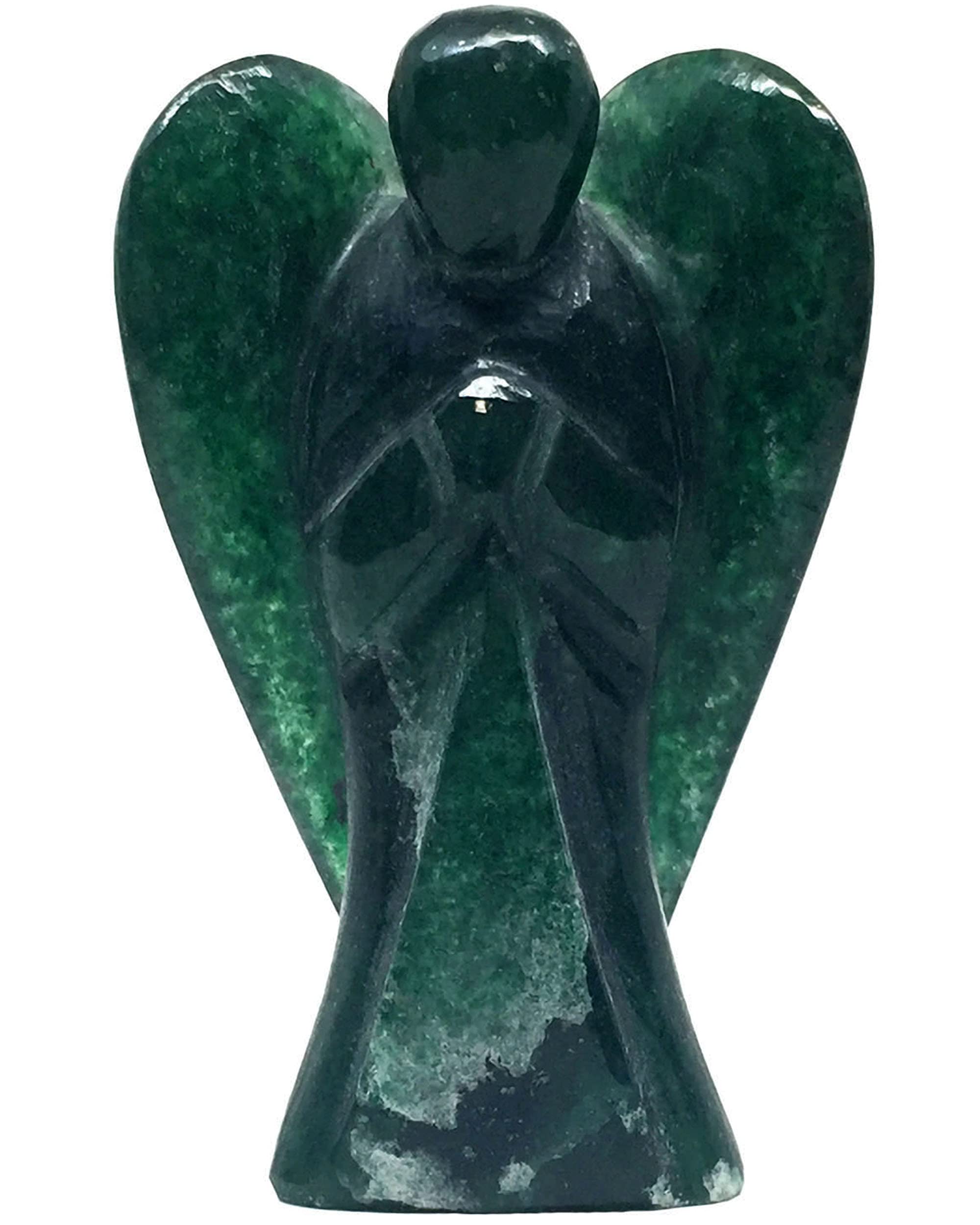 Nelson Creations, LLC 2 Inch Dark Green Aventurine Guardian Angel Figurine Hand-Carved Natural Stone, Excellent for Attracting Luck and Manifesting Prosperity