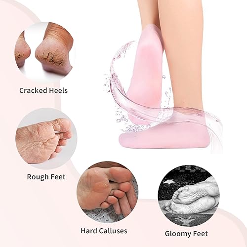 MoyRetty Pairs Moisturizing Glove Socks Set, Silicone Gel Spa Socks for  Dry Cracked Skin,Silicone Gel Heel S