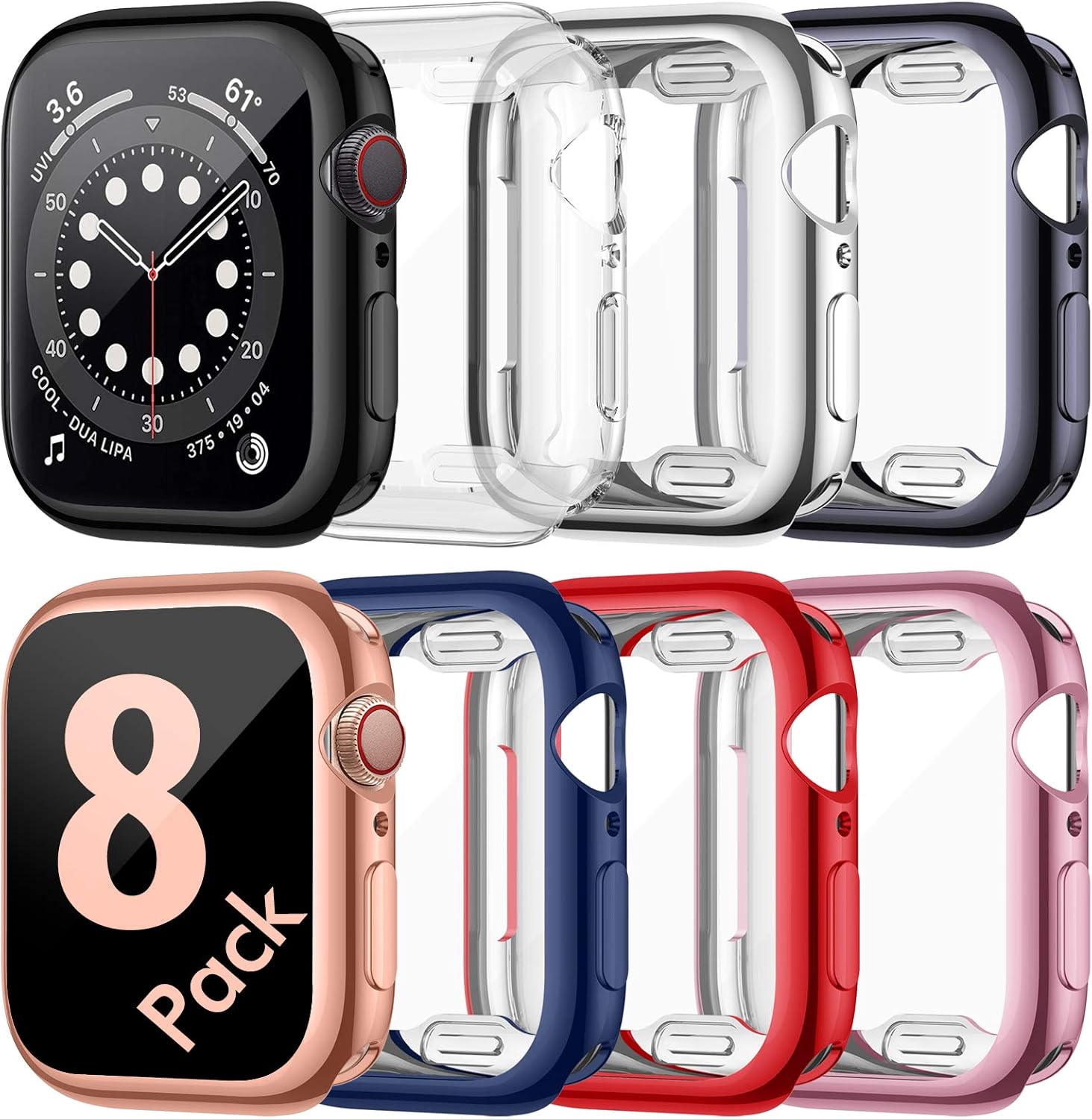 ZEBRE [8 Pack] Screen Protector Compatible with Apple Watch 6/Series SE/Series 5/Series 4 40mm, Ultra Thin HD Screen Case Full Coverage Protective Cover Compatible with iWatch Series 6/SE/5/4