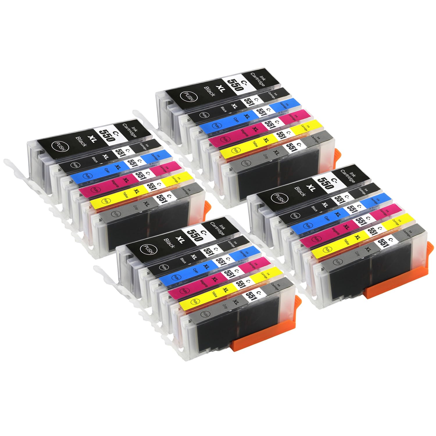 4 Go Inks Set of 6 Ink Cartridges to replace Canon PGI-550 & CLI-551 Compatible / non-OEM for PIXMA Printers (24 Pack), Multi-Colour (Black, Cyan, Magenta, Yellow),. High Capacity (XL)