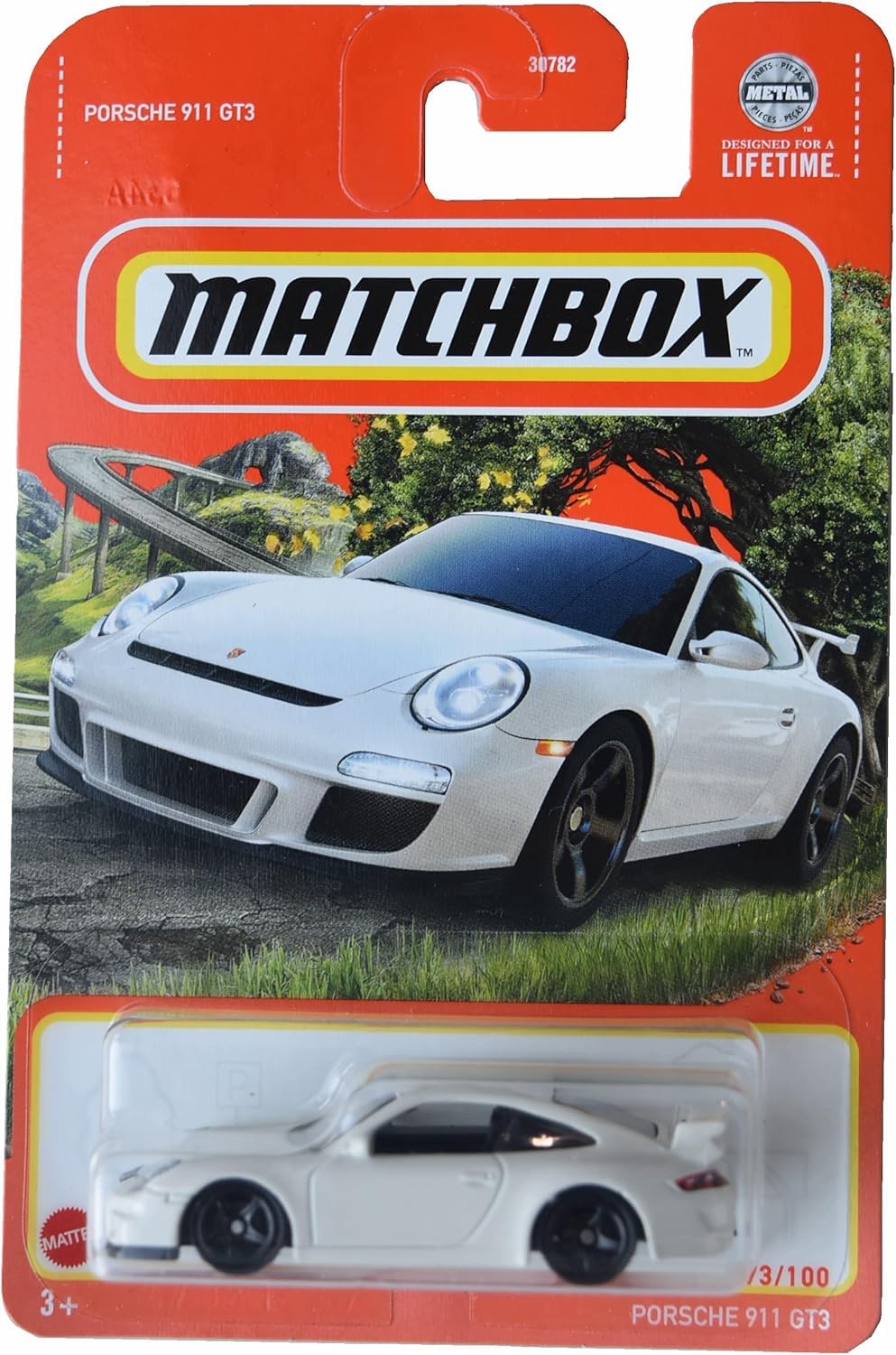 Matchbox Porsche 911 GT3, White Car, 1/70 Scale, 2.75 Inches, Unisex, Children