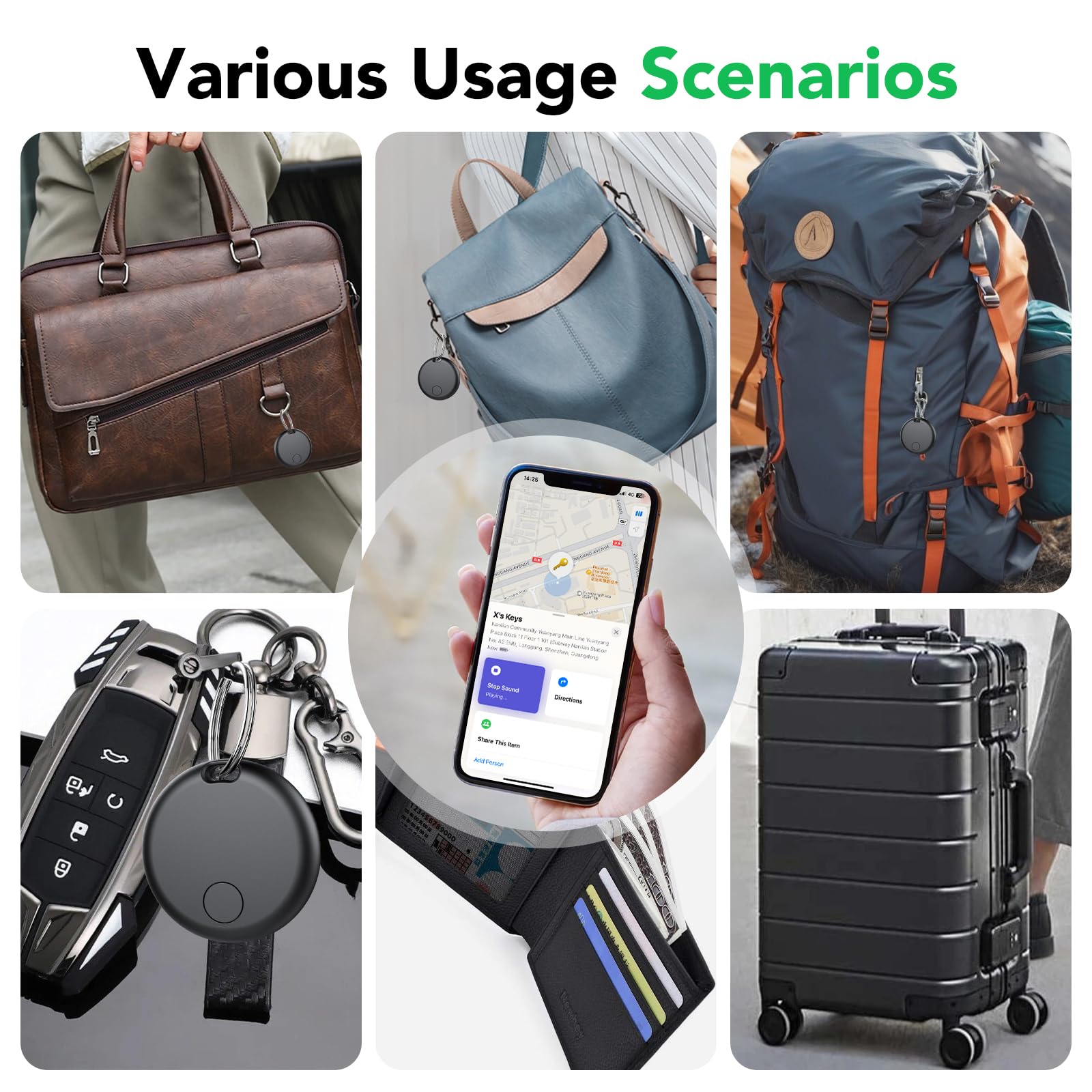 Air Tracker Tags-4 Pack: Smart Bluetooth Tracker, Item Finder Works with Apple Find My (iOS Only) App, Trakcer Tag Locator for Keys, Luggage, Satchel, weTag mini. (Not for Android Devices)