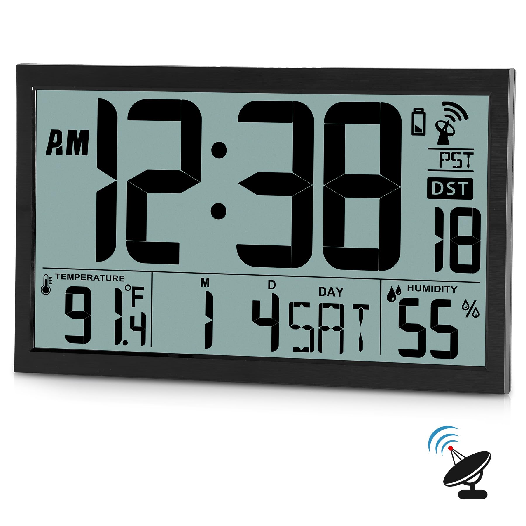 Photo 1 of **PARTS ONLY****SZELAM Atomic Clock,16.7" Large Display Digital Wall Clock Battery Operated,Digital Calendar Auto Setting Desk Clocks with Indoor Temperature, Humidity,Date,Day,Auto DST for Elderly Bedroom Classroom