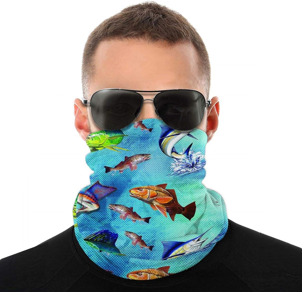 Colorful Catfish Breathable Face Mask Cover Bandana Reusable Scarf for