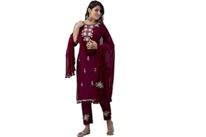 JG JAI GOVINDAM JG Women's Ethnic Wear Collection Rayon Straight Embridered Kurti & Pant Set With Dupatta