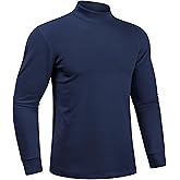 Derminpro Men's Fleece Lined Mock Neck Knit Long Sleeve Undershirts Thermal T Shirts