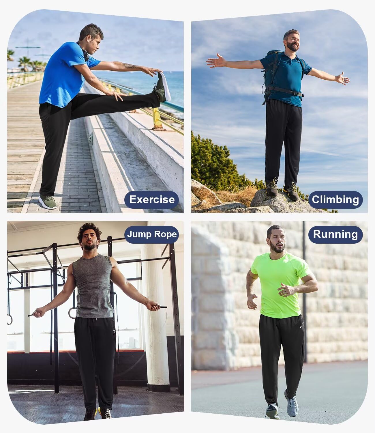 lomsoe 5 Pack Mens Sweatpants Open Bottom Joggers for Men with Zip Pockets Loose Fit Mesh Athletic Pants for Running,Casual