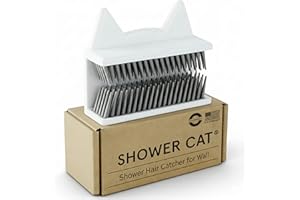 Shower Cat Shower Hair Catcher for Wall – Hair Collector for Shower & Tub, Shower Hair Trap Keeps Loose Hair Off Shower Wall & Out of Drain, Reusable Hair Catcher for Shower Wall, 3M Adhesive