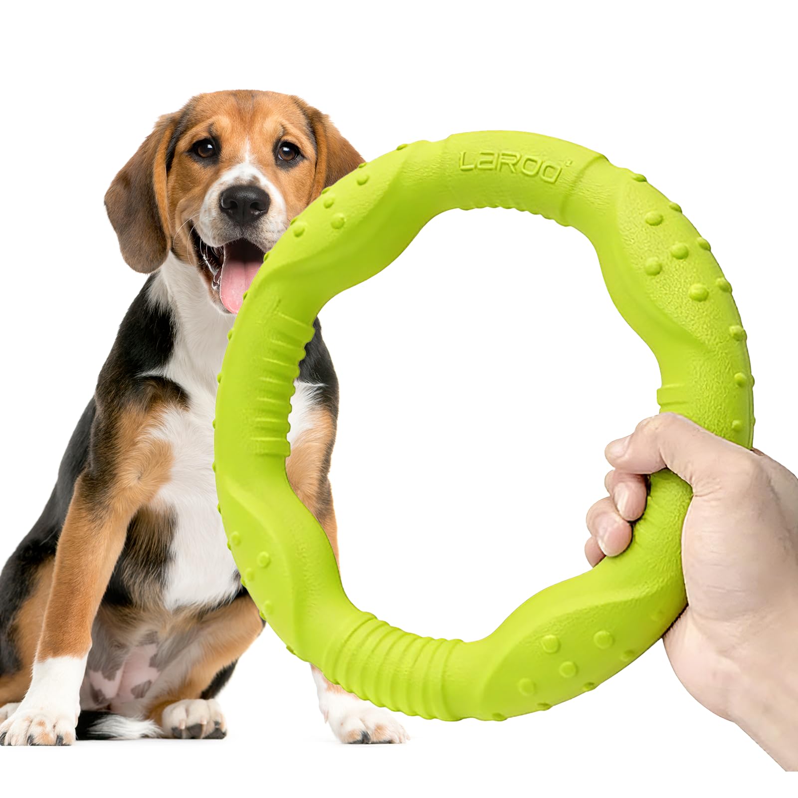 LaRoo Flying Dog Disc Toys,Pet Training Outdoor Durable Chew Toys for Medium and Large dogs (Medium Green/22cm)