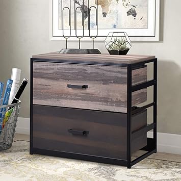 Amazon Com Merax Pp192850 Lateral File Cabinet 28 3 L X 17 7 W X 25 7 H Rustic Brown Furniture Decor