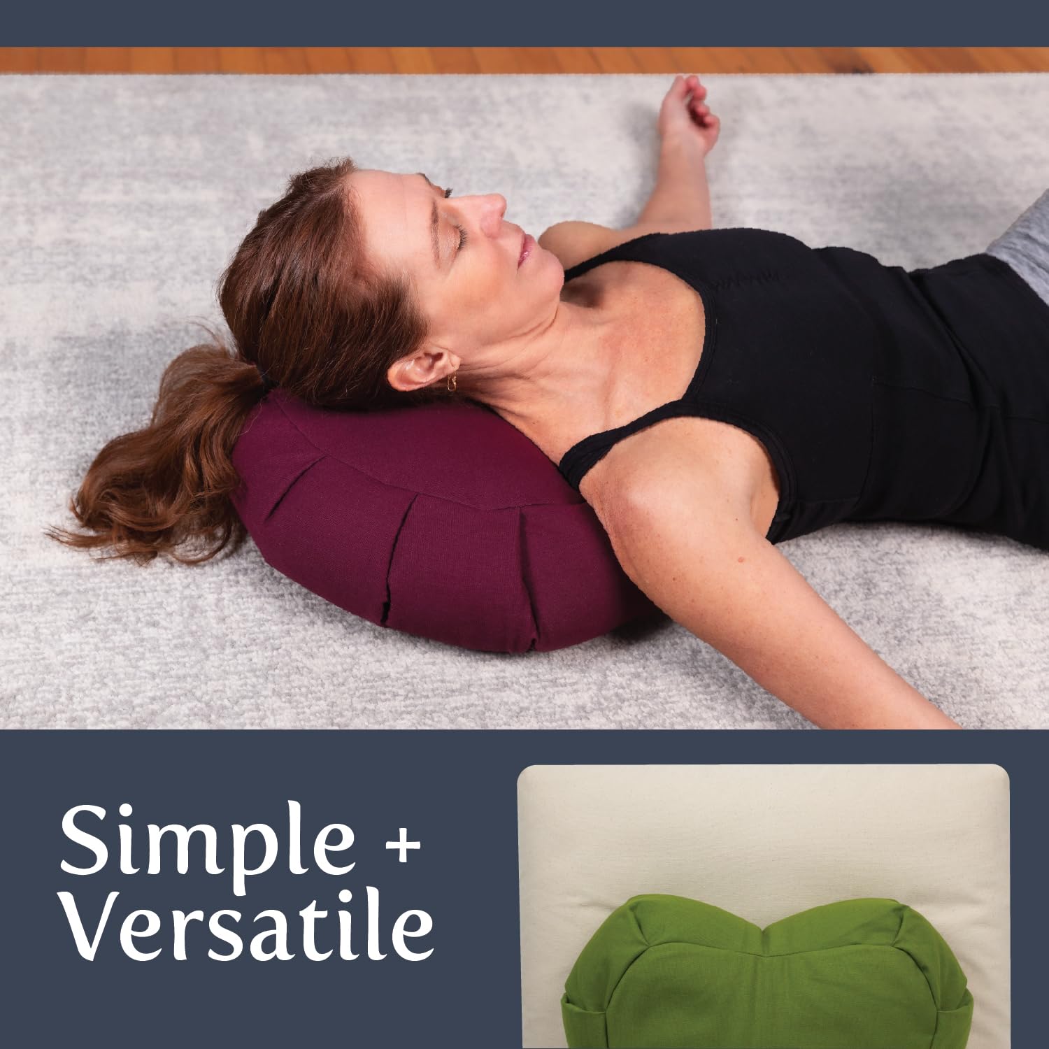 Waterglider International Meditation Cushion (Plum) Crescent, Buckwheat Husk Filled, Floor Pillow or Cushions, Yoga Seat, Zafu, Made in The USA - Image 5