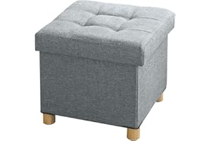 BRIAN & DANY Small Ottoman with Storage, Foot Stool Ottoman Storage Cube, Foot Rest for Couch with Legs, Light Gray 15" x 15" x 15"