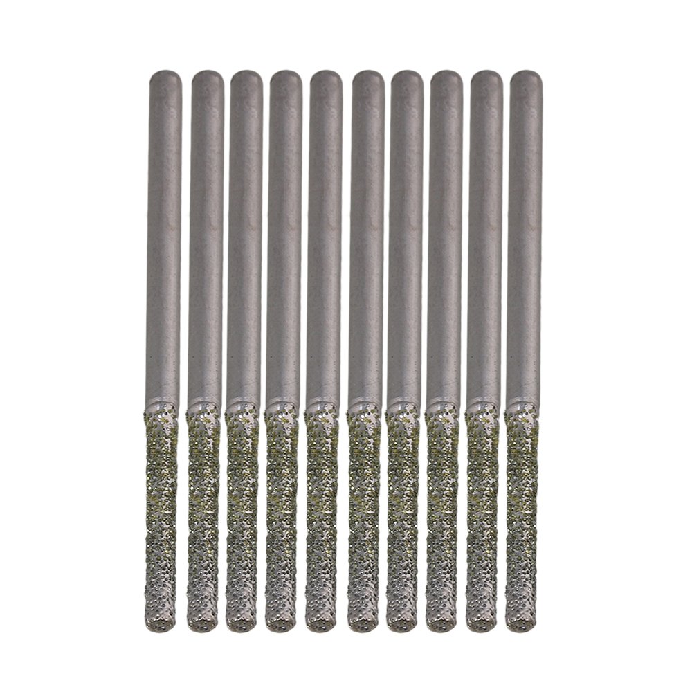 BQLZR 2MM Silver Extended Gems Diamond Drill Bits Bowlder Pearls Jewelry Agates Hole Drill Bits Diamond Coated Tip Pack of 10