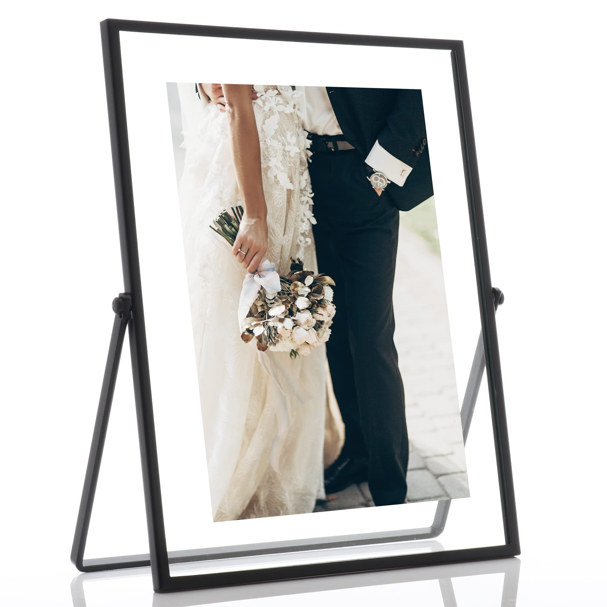 Lawrence Frames Metal Easel Float Picture Frame, 5x7, Black