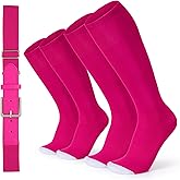 XZQTIVE 2 Pairs of Baseball Socks and 1 Belt Combo Set Adjustable Softball Socks and Belt for Youth Adult