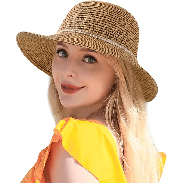 Callanan Wide Brim Straw Sun Hat Upturned Brim Packable Garden Vacation EUC CALLARON 1pc Breathable Sun Hat for Women Wide Brim Straw  main image 4