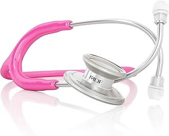 MDF MD One Stainless Steel Stethoscope, Adult, Fuschia Tube, Silver Chestpieces-Headset, MDF77732