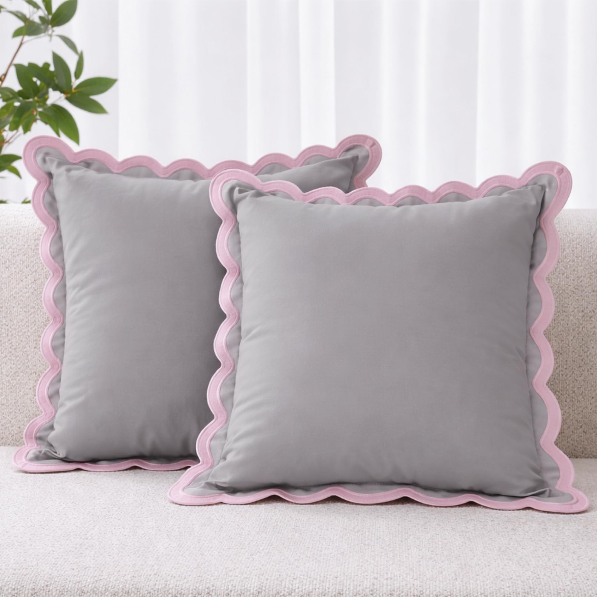 Folkulture Throw Pillow Covers for Couch, 18x18 Decorative Couch Pillows for Living Room, 100% Cotton Boho Pillow Case or Cute Outdoor Pillows, Farmhouse Pillow Covers or Accent Throws (Lilac Mist) — image 1