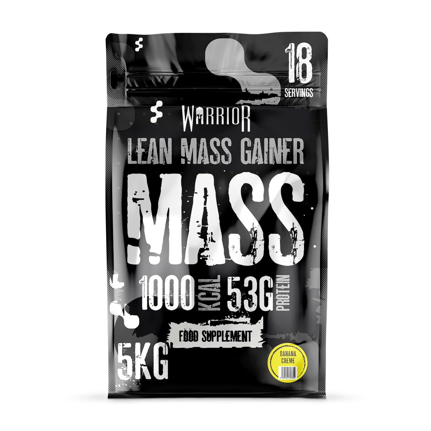 Warrior Mass Protein Powder – 5.04kg – Serious Mass Gainer – High Calorie, Weight Gain Supplement – 61g of Protein, 18 Servings, 1000+ Calories Shake, Supports Muscle Growth (Banana Crème, 5kg)
