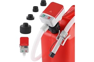 SKYJDM Fuel Transfer Pump with Auto-stop Sensor and 4 Tank Adapter, 51" Hose Battery-Powered Portable Gas Can Pump for Gasoline & Diesel Oil (Red)