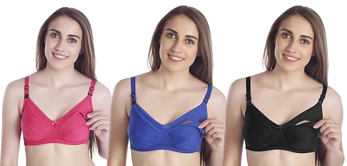 Seamed Breastfeeding Nursing Maternity Bra for Women's Combo (Pack of 3)