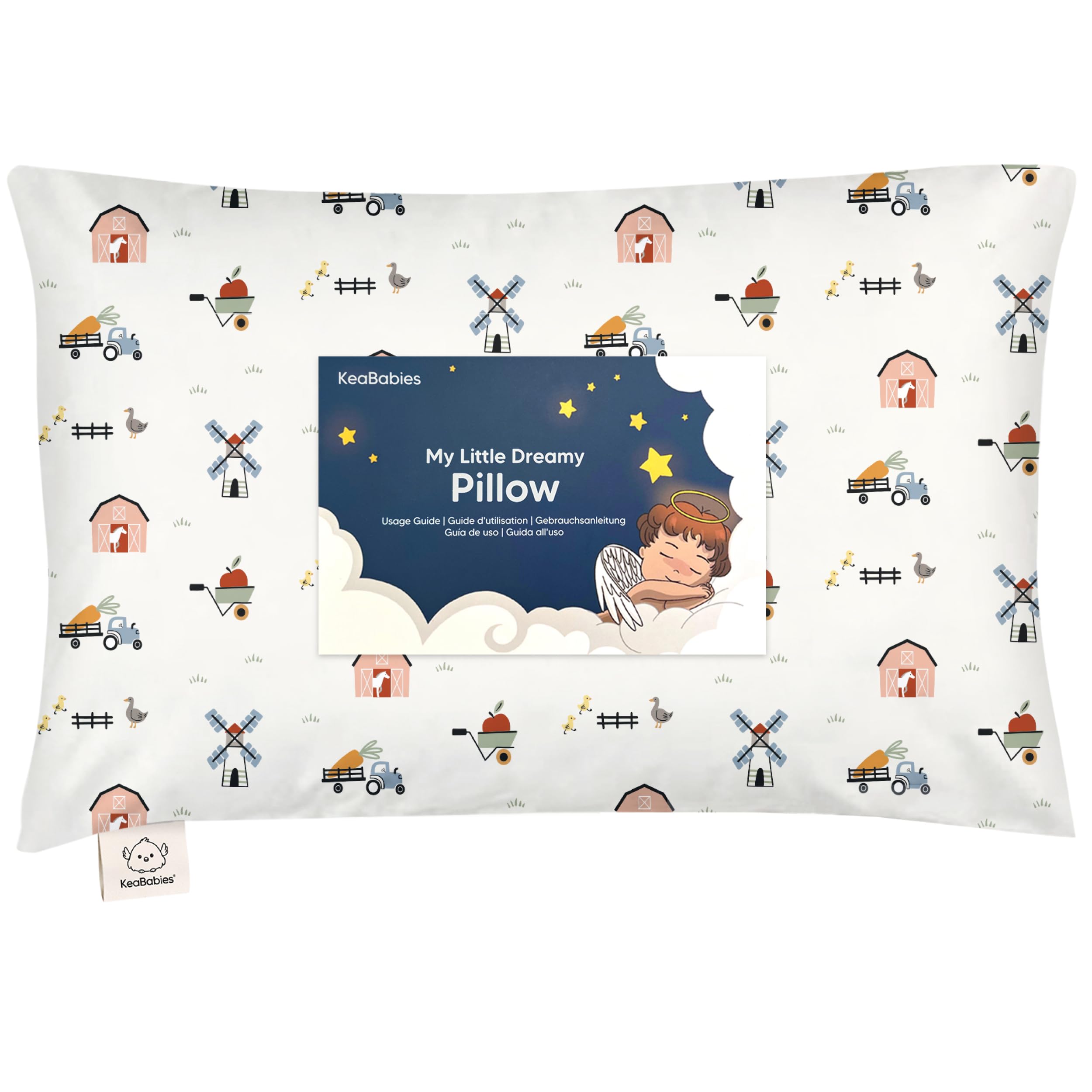 Photo 1 of Toddler Pillow with Pillowcase - 13x18 My Little Dreamy Kids Travel Bed Pillows for Sleeping, Organic Cotton Small Pillowcase, Soft & Breathable, Machine Washable, Toddlers 2-5 Years Old (Barn)