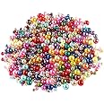 DIYASY 750 Pcs Round Plastic Pearl Beads Colored Mixed Size Craft Beads with Holes for Bracelets and Jewelry Making 4,5,6,8,10MM.