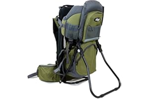 ClevrPlus Canyonero Camping Baby Backpack Hiking Kid Toddler Child Carrier with Stand and Sun Shade Visor, Army Green