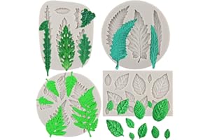 Sijiangmold Tree Leaf Silicone Mold Fern Leaves Fondant Molds Monstera Leaves Candy Mold Rose Leaf Molds for Cake Decoration 