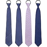 GHTIYLP Mens Ties Zipper Ties for Men, Pre Tied Mens Tie 4 Pack Adjustable Mens Neckties for Business Wedding Party