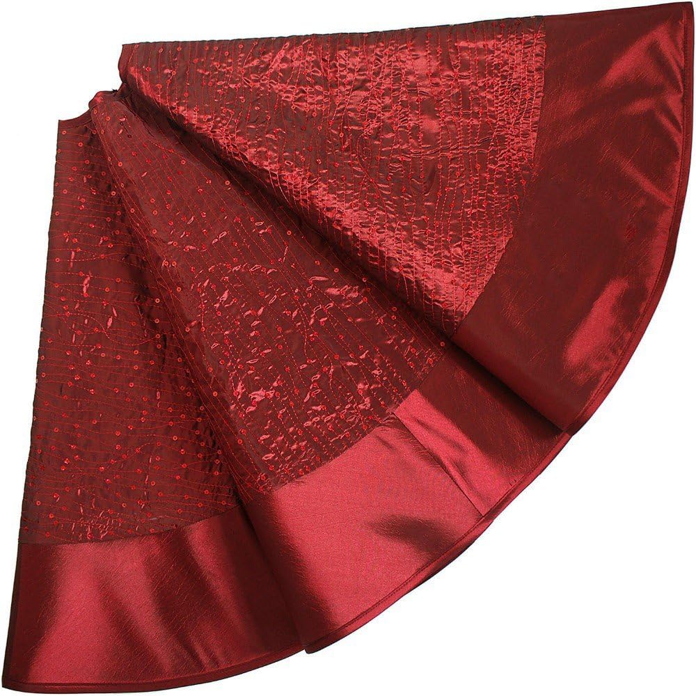 X.Sem Luxury 36'' Christmas Tree Skirt Sequin Glitter Faux Silk Tree Skirts Party