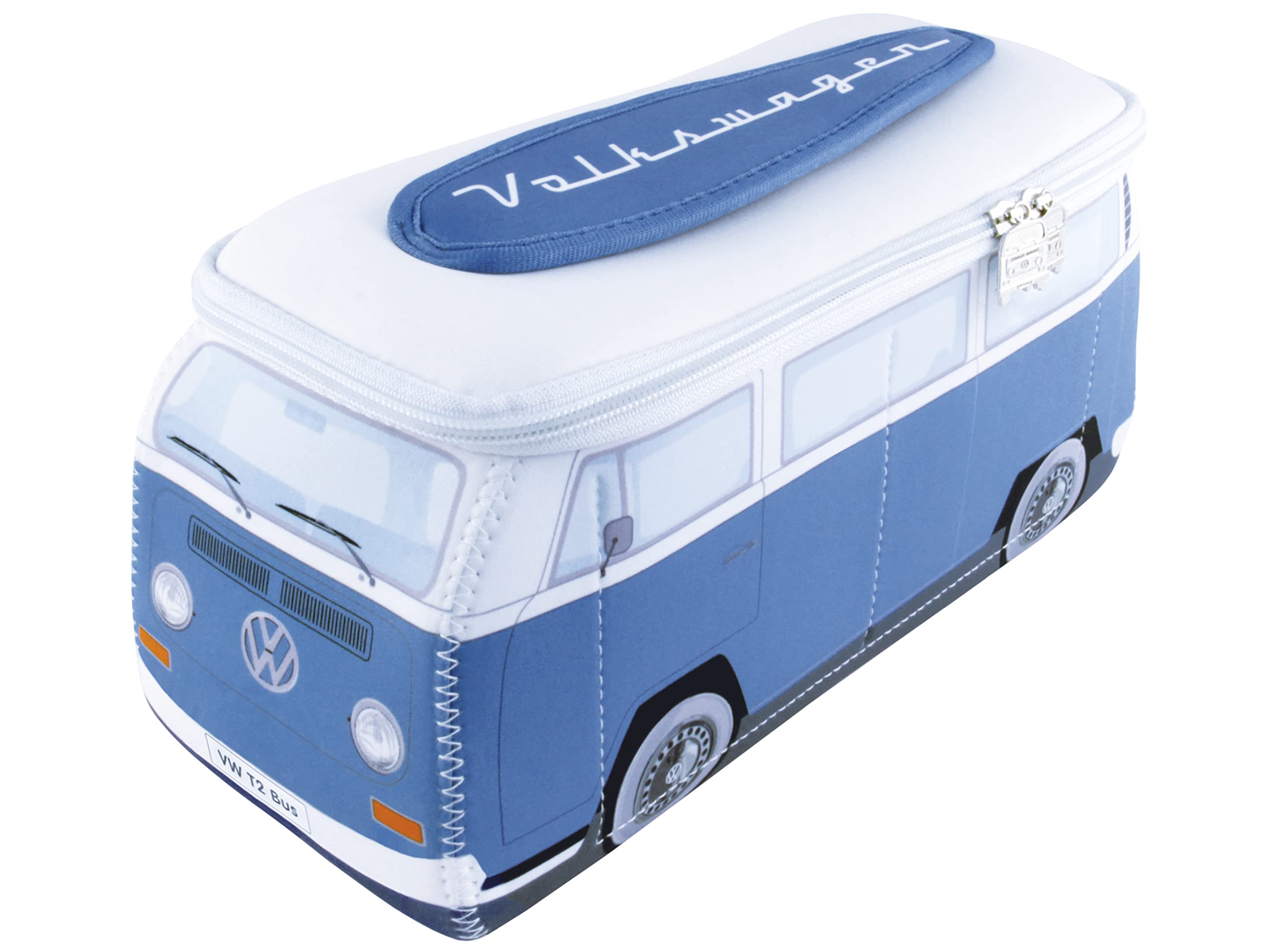 BRISA VW Collection - Volkswagen Neoprene Universal Makeup Cosmetics Toiletry Travel Pharmacy Bag in T2 Bus Design (Blue & White/Large)
