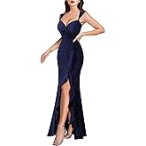VFSHOW Womens Sweetheart V Neck Twist Front Backless Ruched Ruffle Slit Formal Evening Gown Maxi Long Dress