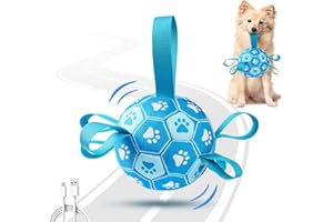 Qraxond Interactive Dog Toys Dog Soccer Ball to Keep Them Busy,Durable Automatic Moving Jumping Dog Balls with Straps for Small/Medium/Large Dogs, USB Rechargeable,Not for Aggressive Chewers (Blue)