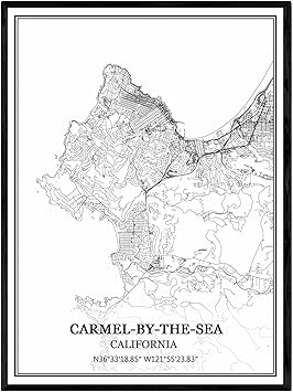 Amazon Co Jp カーメルバイザシーカリフォルニアアメリカ地図ウォールアートキャンバス印刷ポスター アートワークフレームなし地図お土産贈り物室内装飾 ホーム キッチン