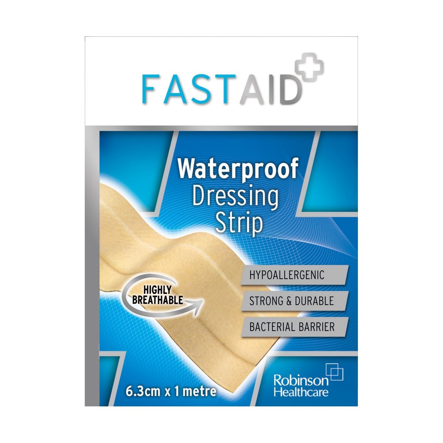 Fastaid+ Antibacterial Barrier WashProof Dressing Strip 6.3Cm X 1m
