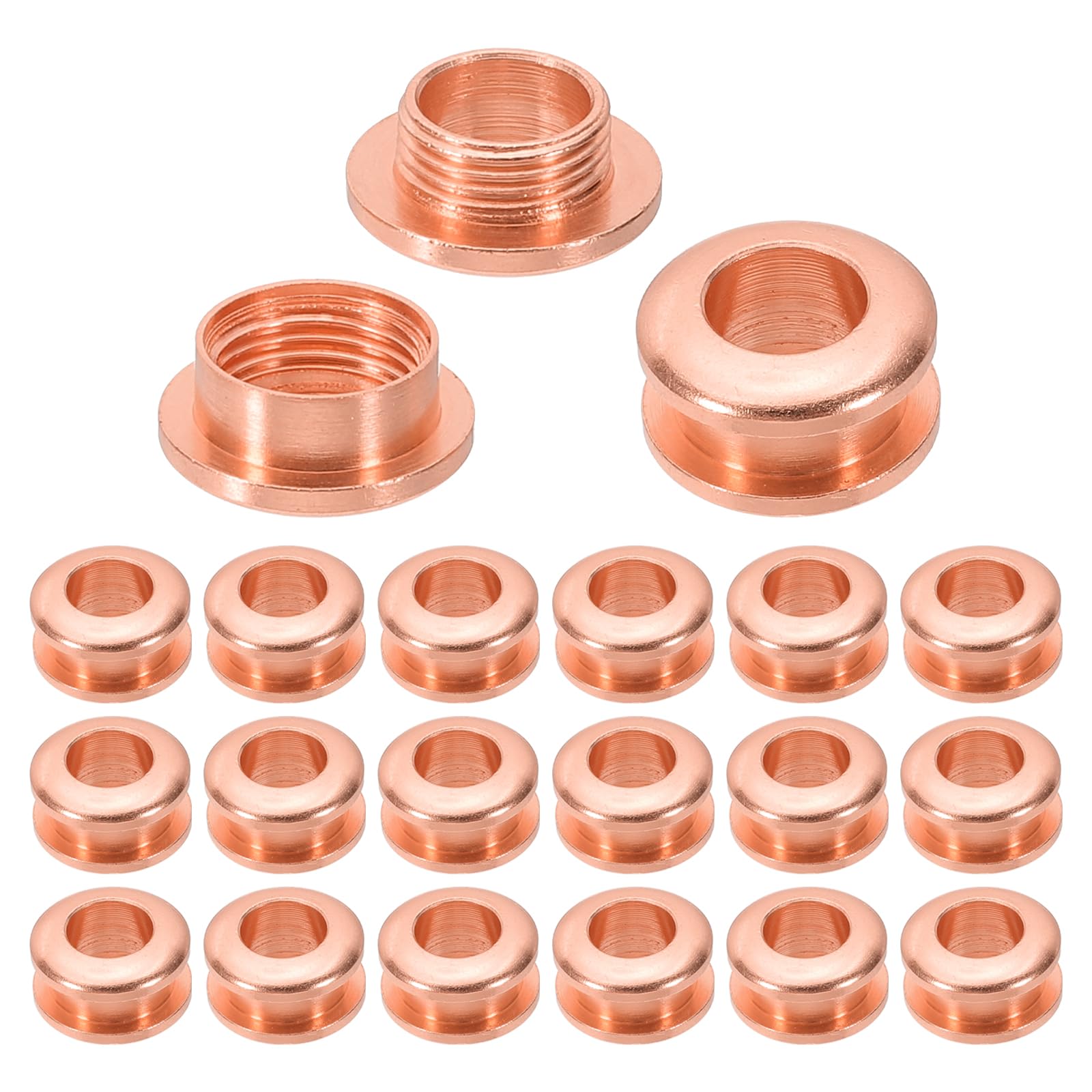 PATIKIL 7mm(2/7 inch) Solid Brass Hole Eyelets, 20 Pcs Arc Surface Self Backing Grommets with Washer for Shoes Clothes Crafts Bag Leather Craft, Red Copper