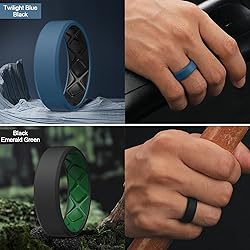Egnaro Men's Silicone Rings, 7.5mm Wide 2.5mm Thick