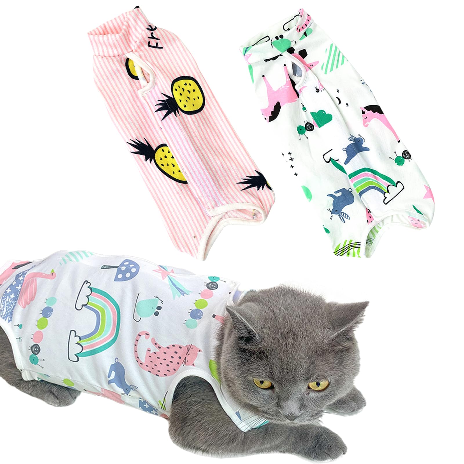 BDSHUNBF 2pcs Cat Recovery Onesie, Post Surgery Suit for Comfort and Protection, Anti-Biting Licking