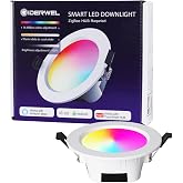 GIDEALED Smart ZigBee Recessed Lighting 4 inch,RGBCW LED Downlight Work with Alexa &amp; Google Assistant by Zigbee3.0 Driver, Hub APP/Voice Control RGB CCT 3000K~6000K Color Changing, Brightness 1%~100%