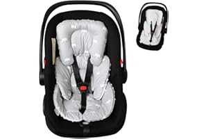 Boryokun Infant Carseat Insert 2-in-1 Reversible Cushion Carseat for Newborn, Breathable Minky Baby Car Seat Cushion for Carseats, Stroller, Swing, Bouncer (White)