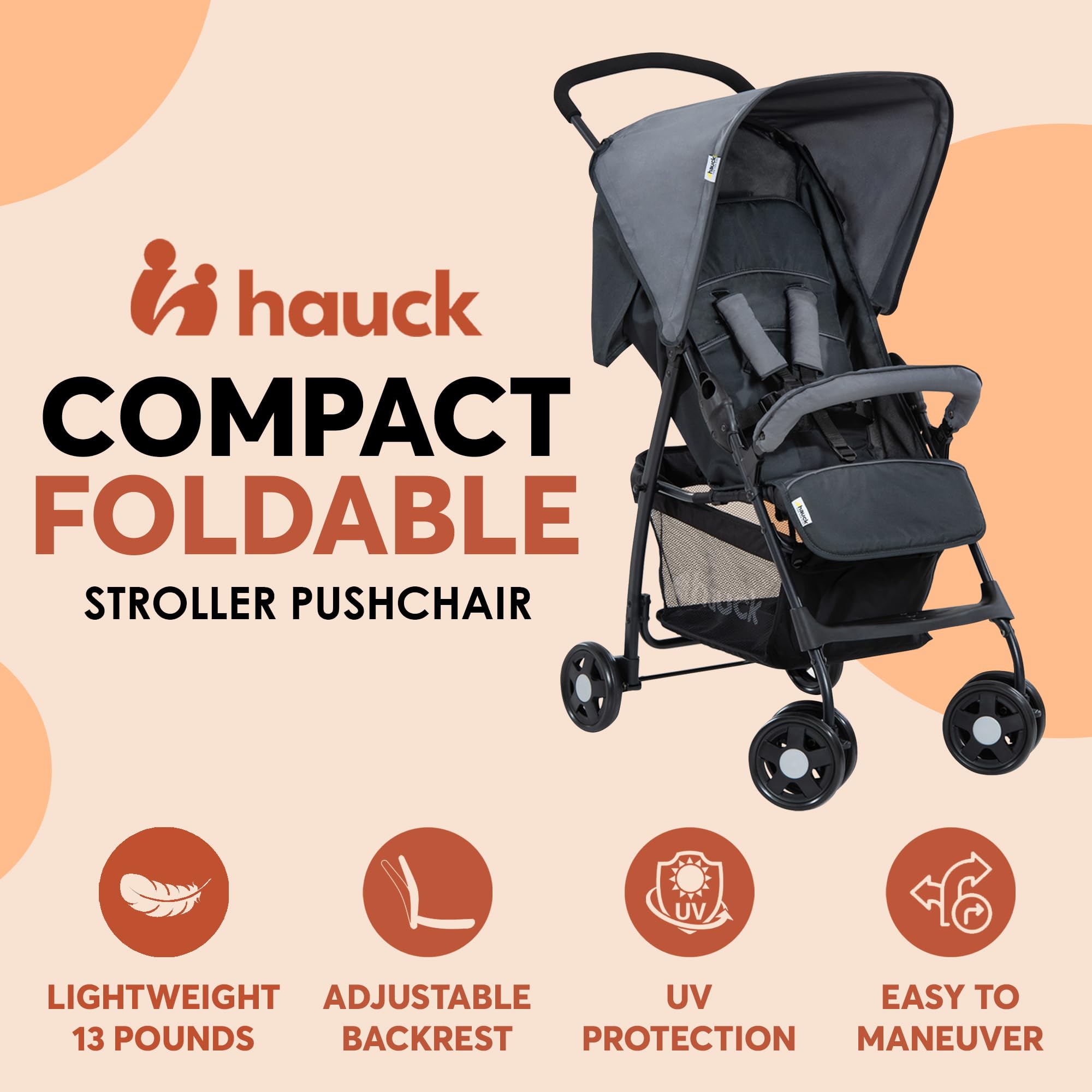 Lightweight and Compact Travel Baby/Toddler Foldable Stroller, Sport, Charcoal/Stone