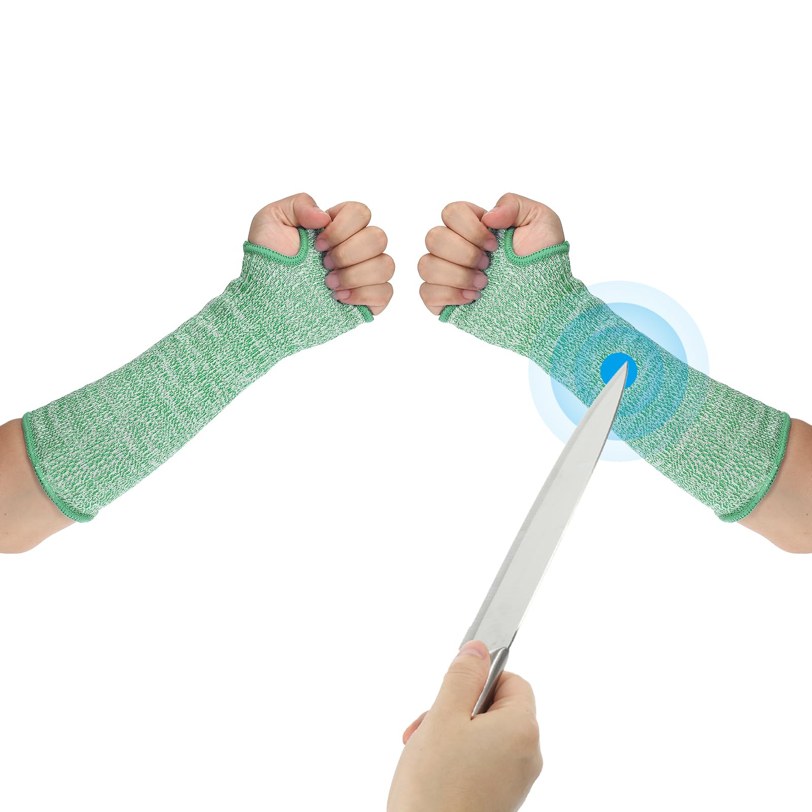 PATIKIL 12 Inch Cut Resistant Sleeve, 1Pair Arm Safety Protectors Sleeves with Thumb Hole Level 5 Protection Forearm Guard Sleeves for Thin Skin and Bruising, S, Green — image 1